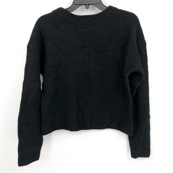 EVERLANE Women's The Teddy Wool Blend Crew Neck Sweater Large Black Cropped NWT - Picture 5 of 9